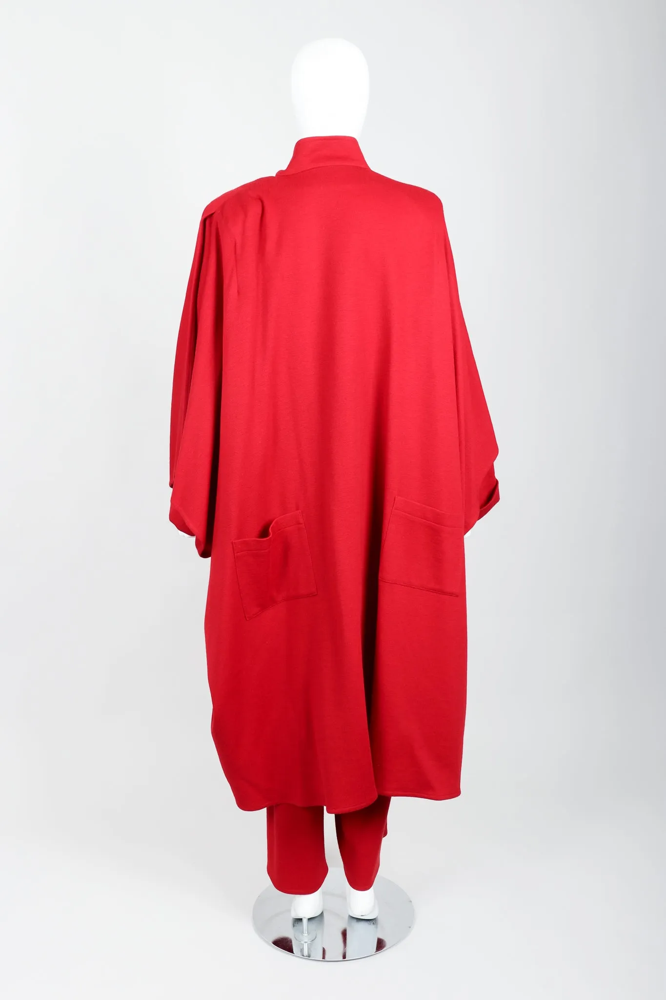 Red Knit Cape Coat & Pant Set