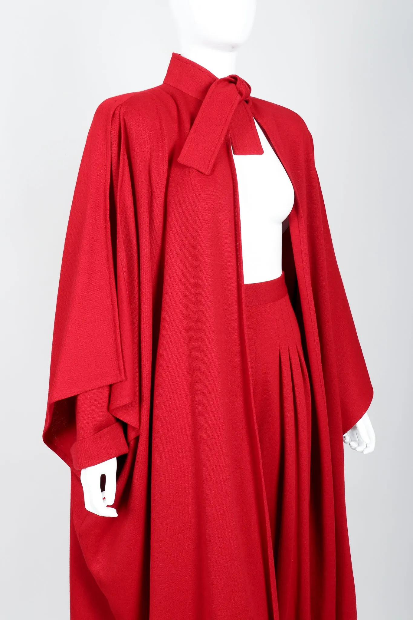 Red Knit Cape Coat & Pant Set