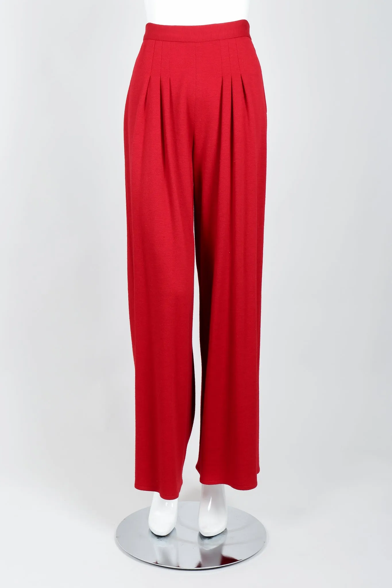 Red Knit Cape Coat & Pant Set