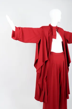 Red Knit Cape Coat & Pant Set