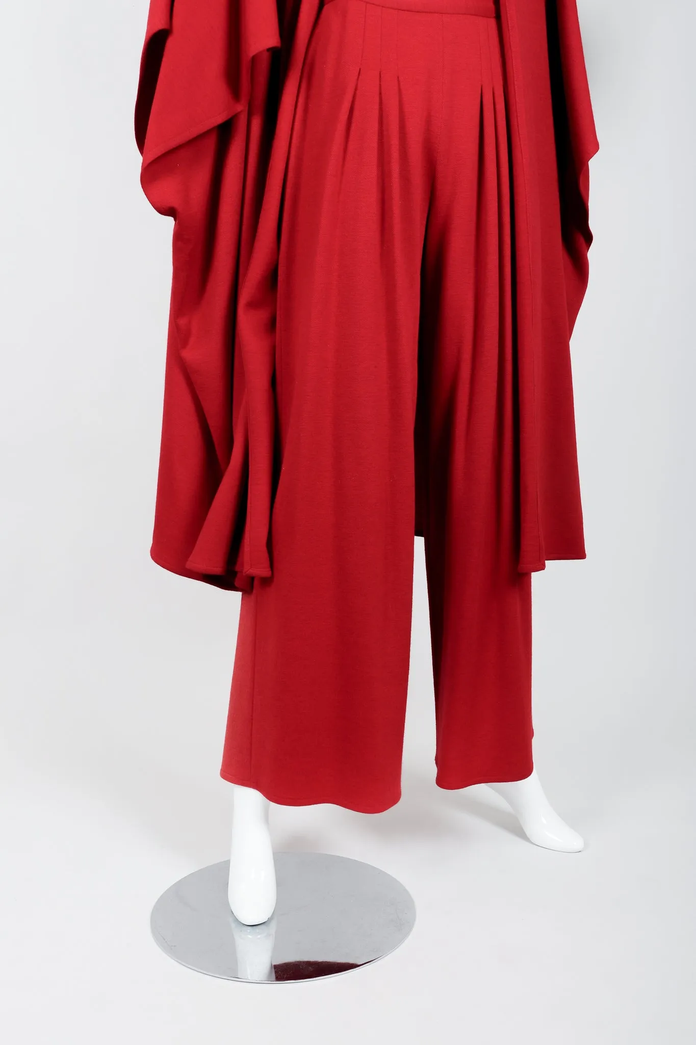 Red Knit Cape Coat & Pant Set