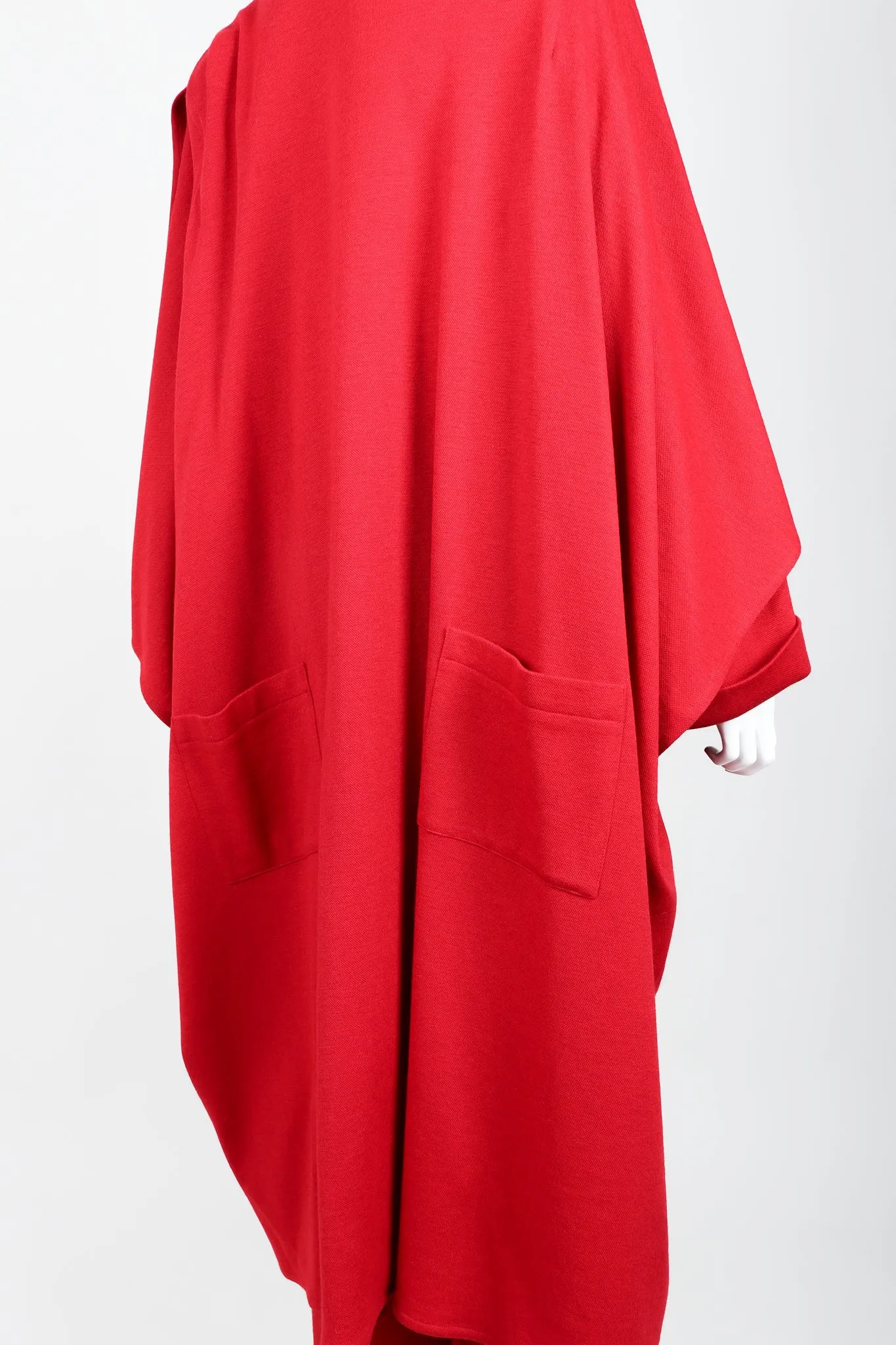 Red Knit Cape Coat & Pant Set