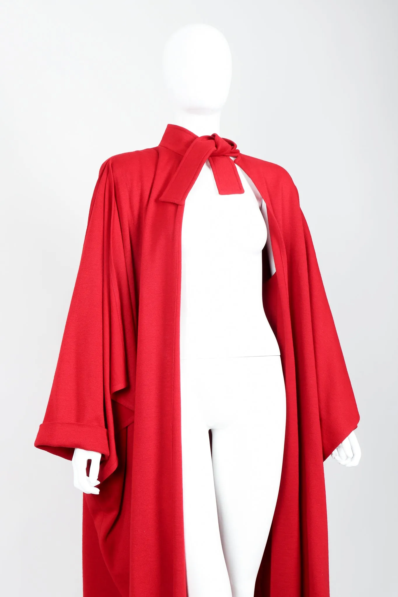 Red Knit Cape Coat & Pant Set