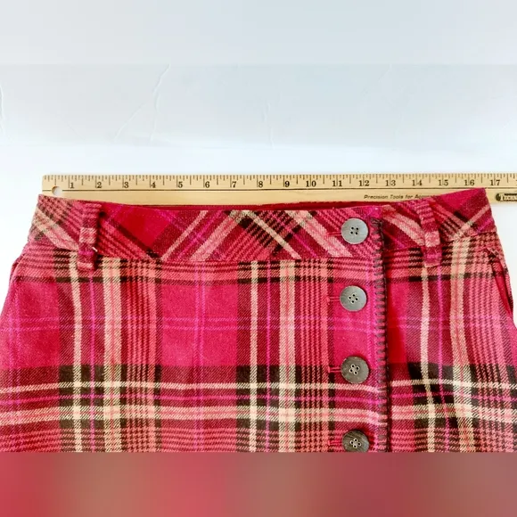 Red Plaid Wool Wrap Maxi Skirt size 8 Petite Eddie Bauer Wool #5289 Christmas‎