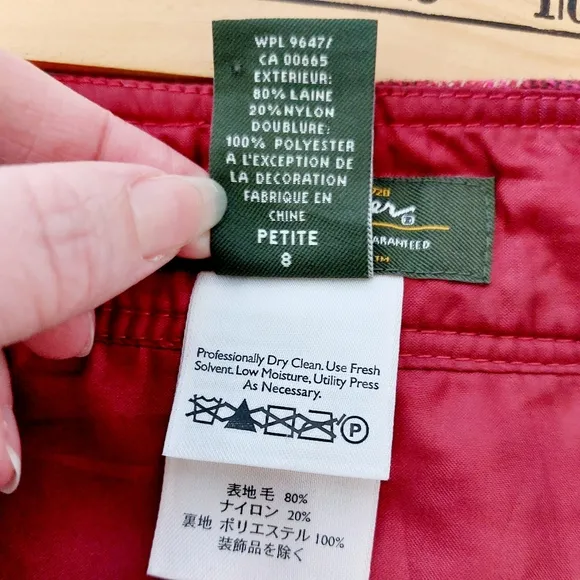 Red Plaid Wool Wrap Maxi Skirt size 8 Petite Eddie Bauer Wool #5289 Christmas‎