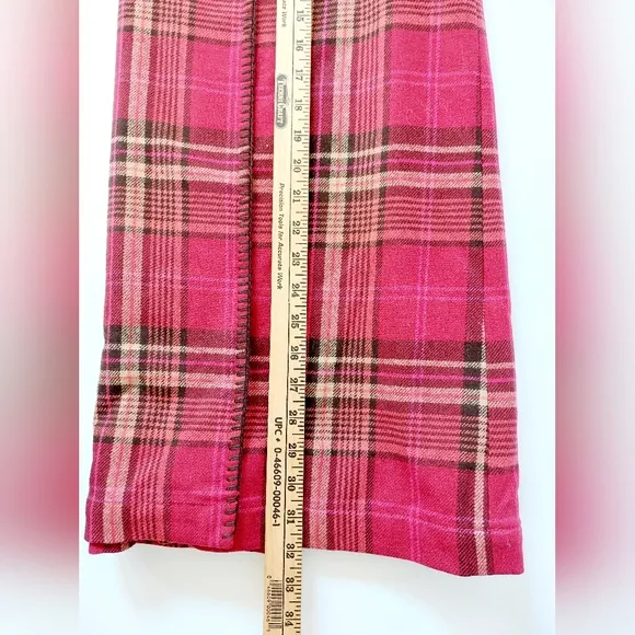 Red Plaid Wool Wrap Maxi Skirt size 8 Petite Eddie Bauer Wool #5289 Christmas‎
