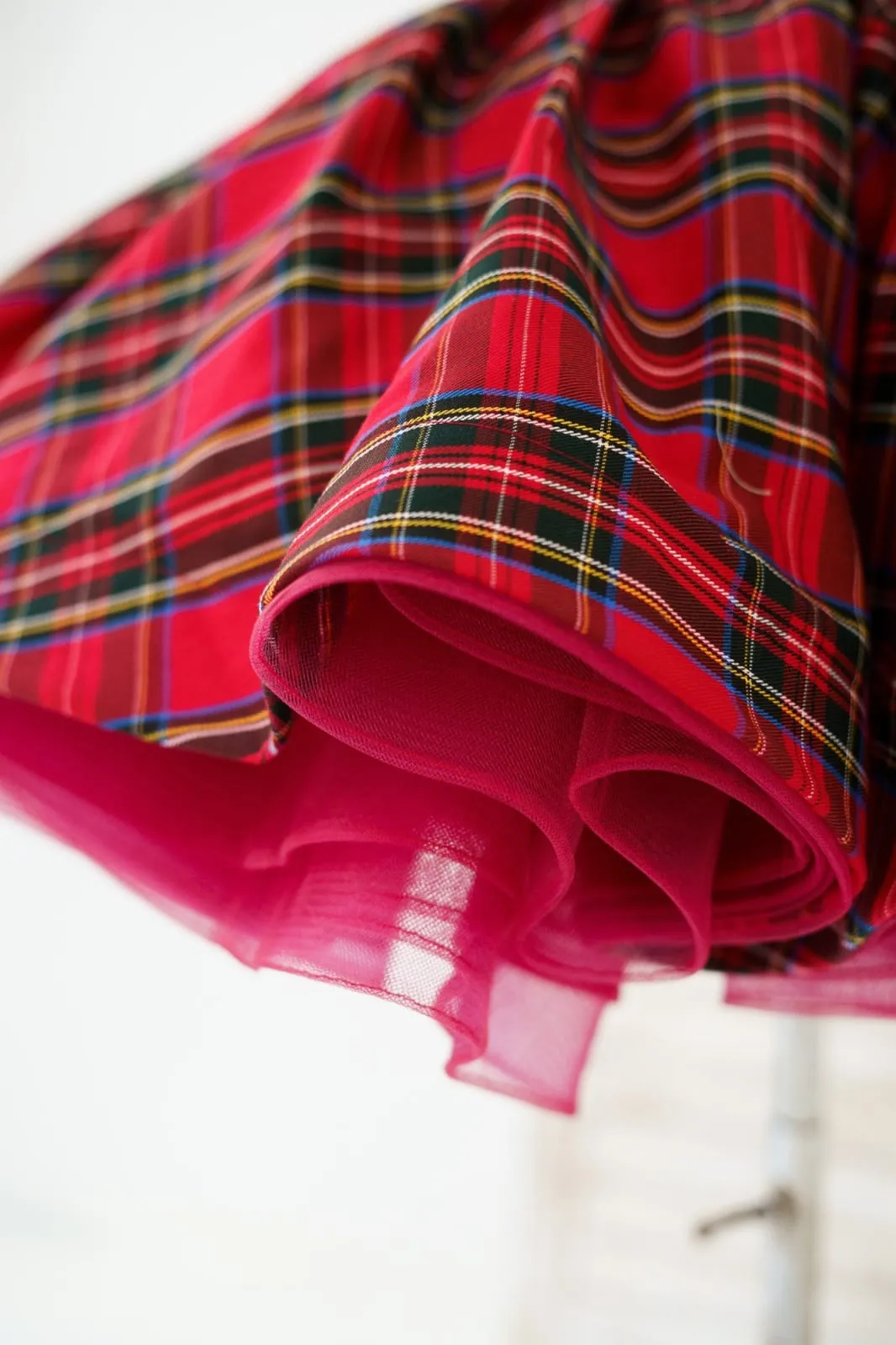Red Tartan Straps Sweetheart Wedding Flower Girl Dress Christmas Gown