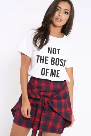 Red Tartan Tie Front Mini Skirt - Tyne