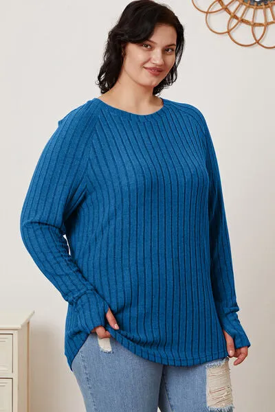 Ribbed Thumbhole Sleeve T-Shirt Small -3XL