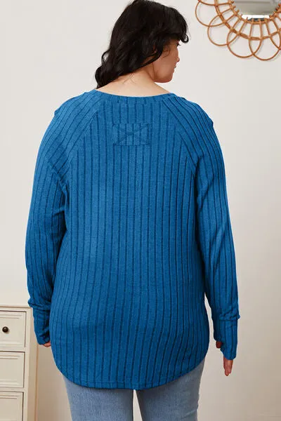 Ribbed Thumbhole Sleeve T-Shirt Small -3XL