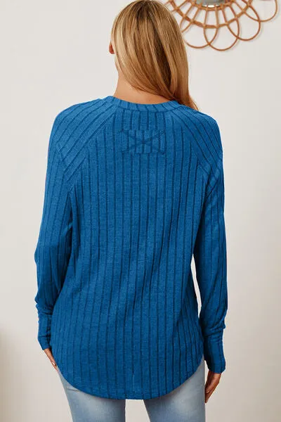 Ribbed Thumbhole Sleeve T-Shirt Small -3XL