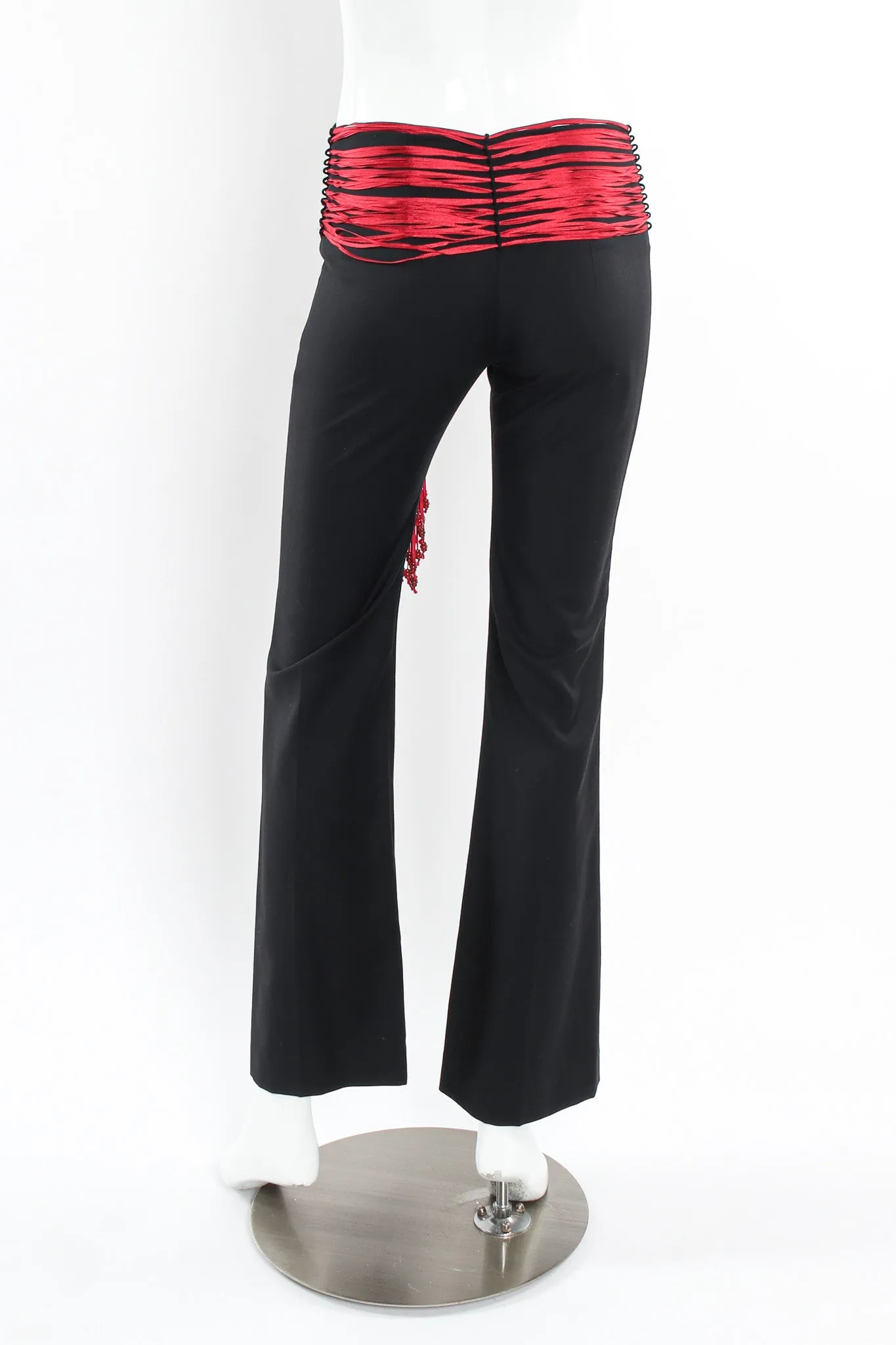 Ribbon Beaded Buckle Wool Pant