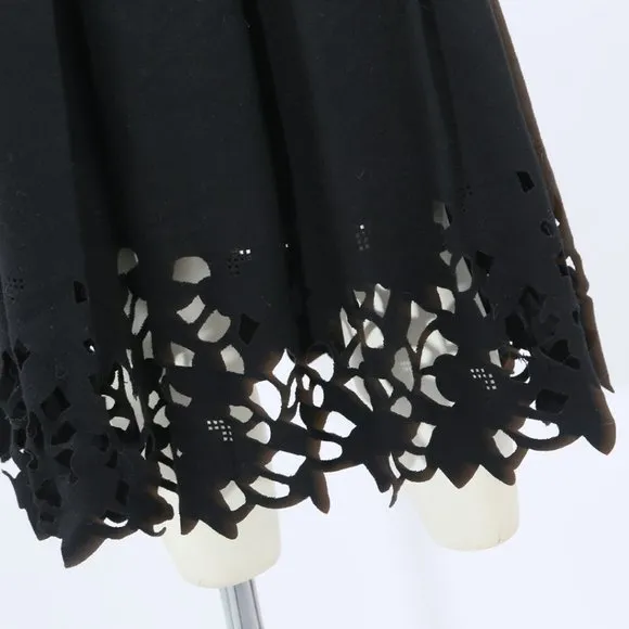 ROBERT RODRIGUEZ Black Cut Out Belted Midi Skirt