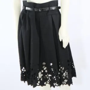 ROBERT RODRIGUEZ Black Cut Out Belted Midi Skirt