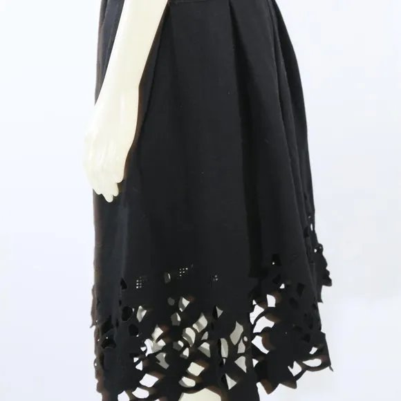 ROBERT RODRIGUEZ Black Cut Out Belted Midi Skirt