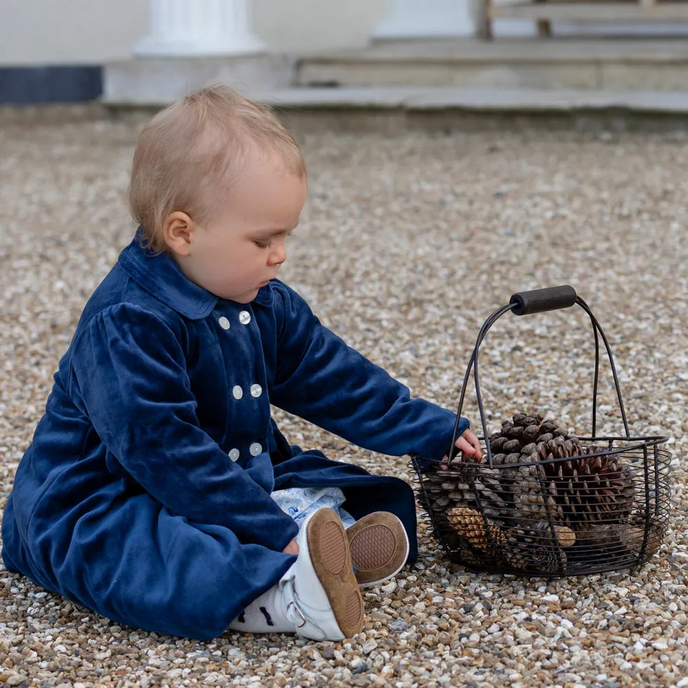 Rosanna Navy Velour Girls Coat & Hat Set