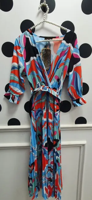 SA Multi Print Frill Sleeve Dress