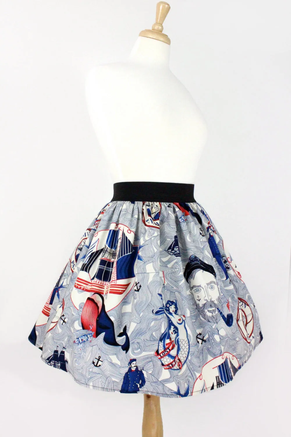 Sailor Jerry Rockabilly Nautical Pleated Skirt  #PS-J111