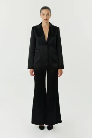 SATIN FLARE TROUSER | BLACK