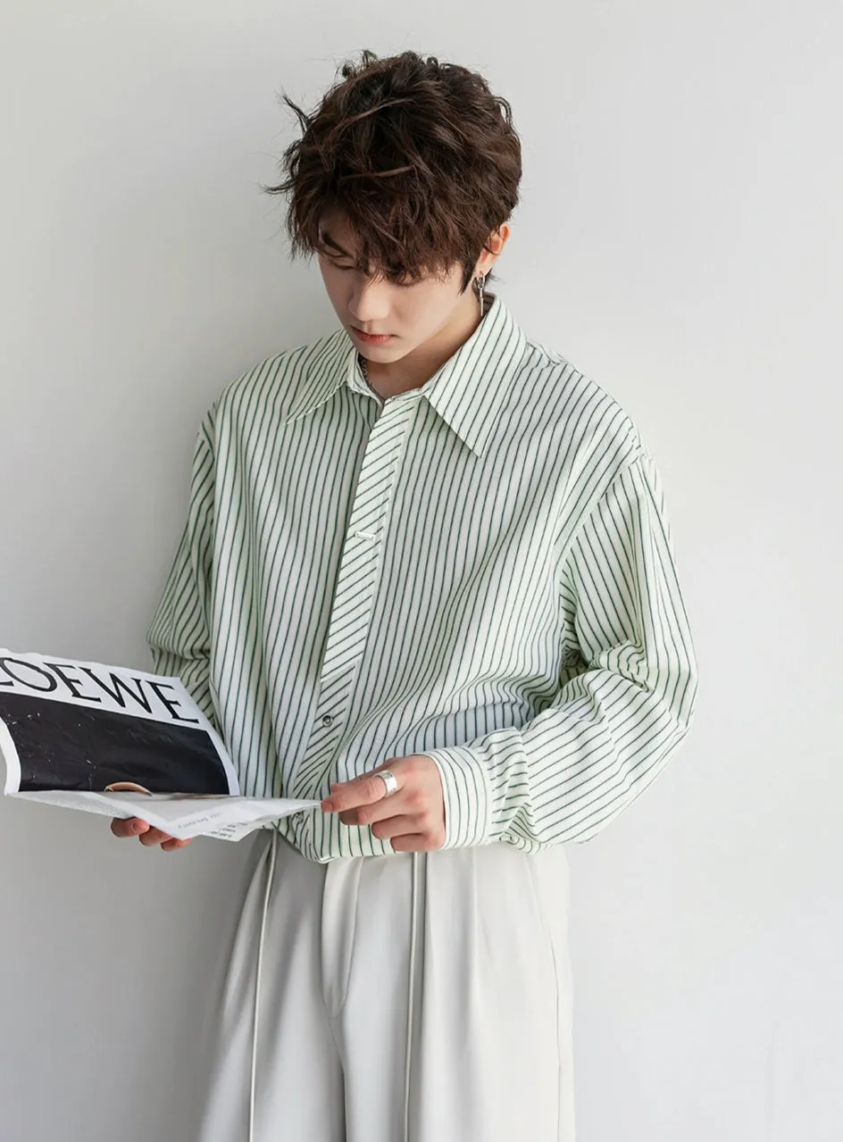 Seersucker Striped Long-Sleeve Shirt