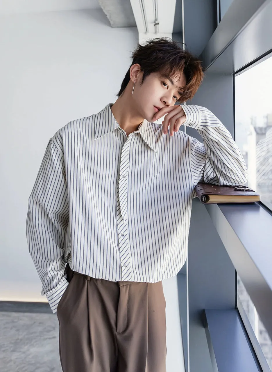 Seersucker Striped Long-Sleeve Shirt
