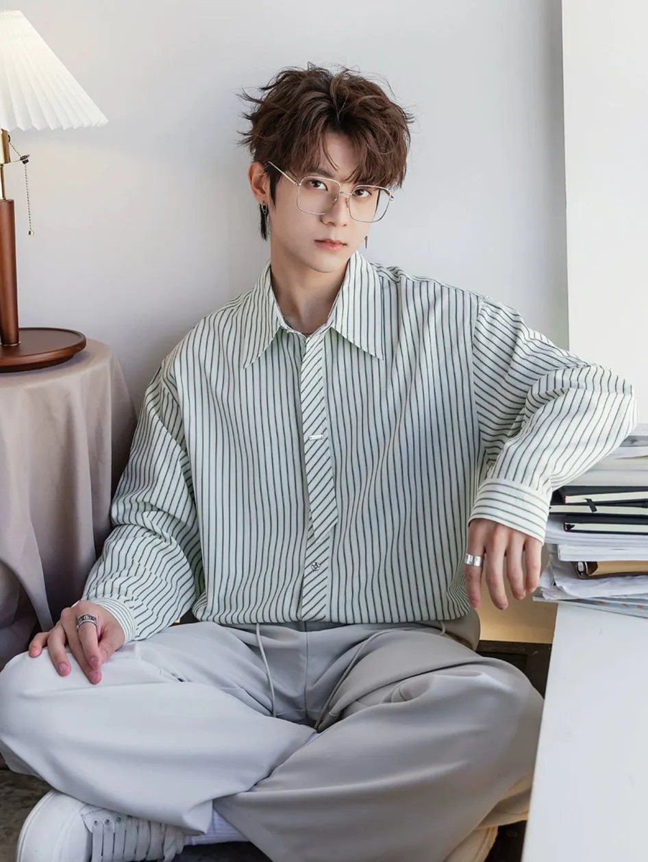 Seersucker Striped Long-Sleeve Shirt