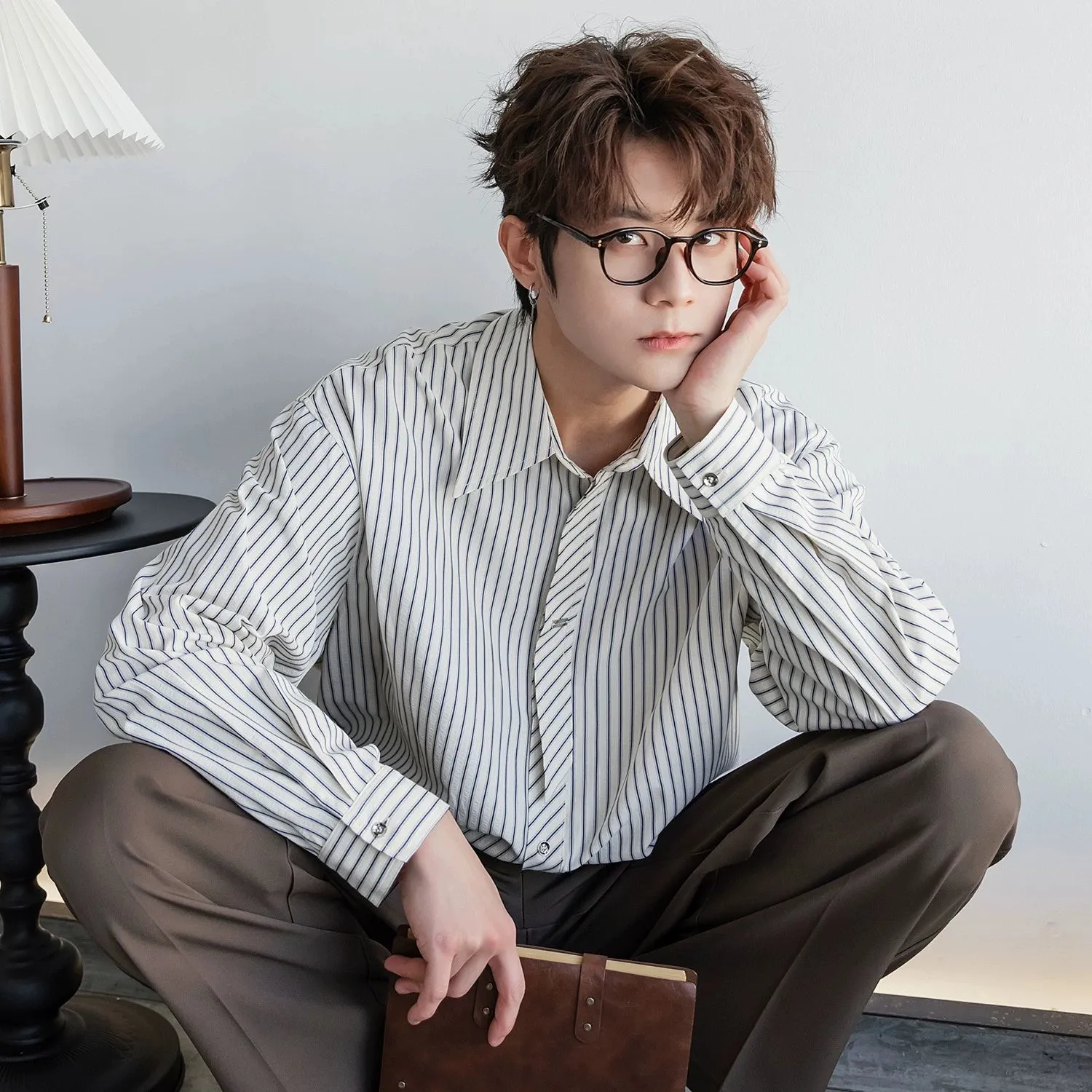 Seersucker Striped Long-Sleeve Shirt