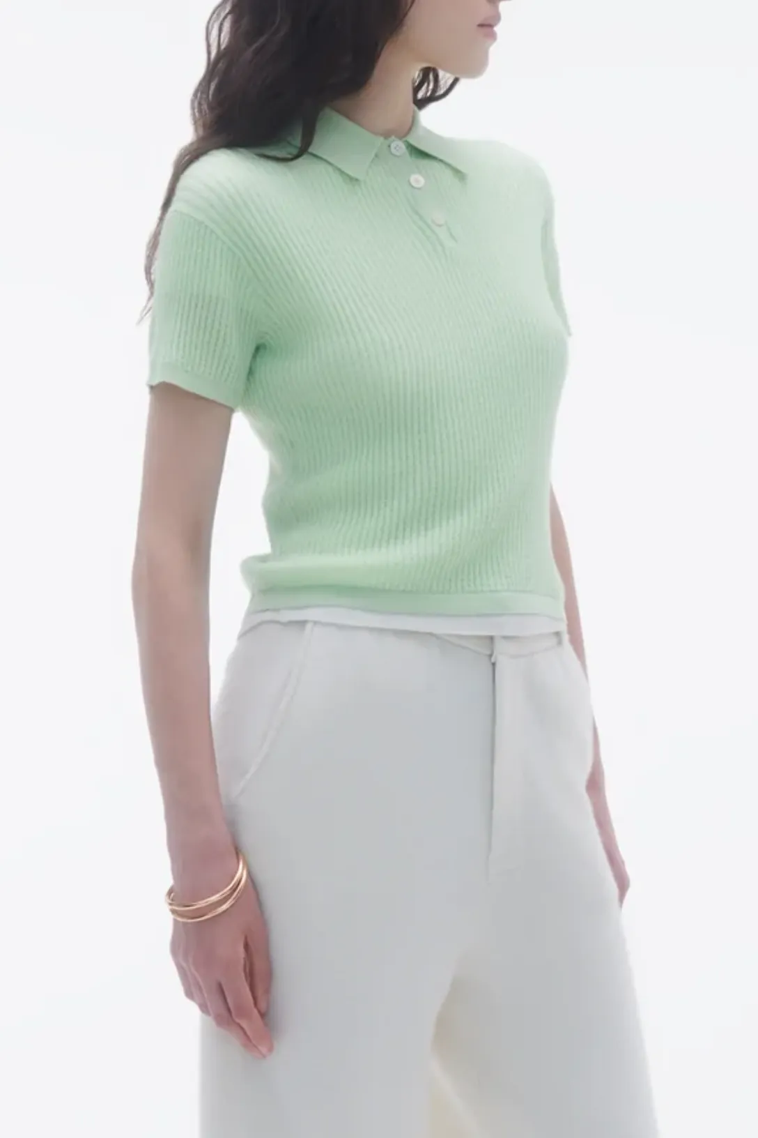 Shrunken Polo In Cashmere | Mint