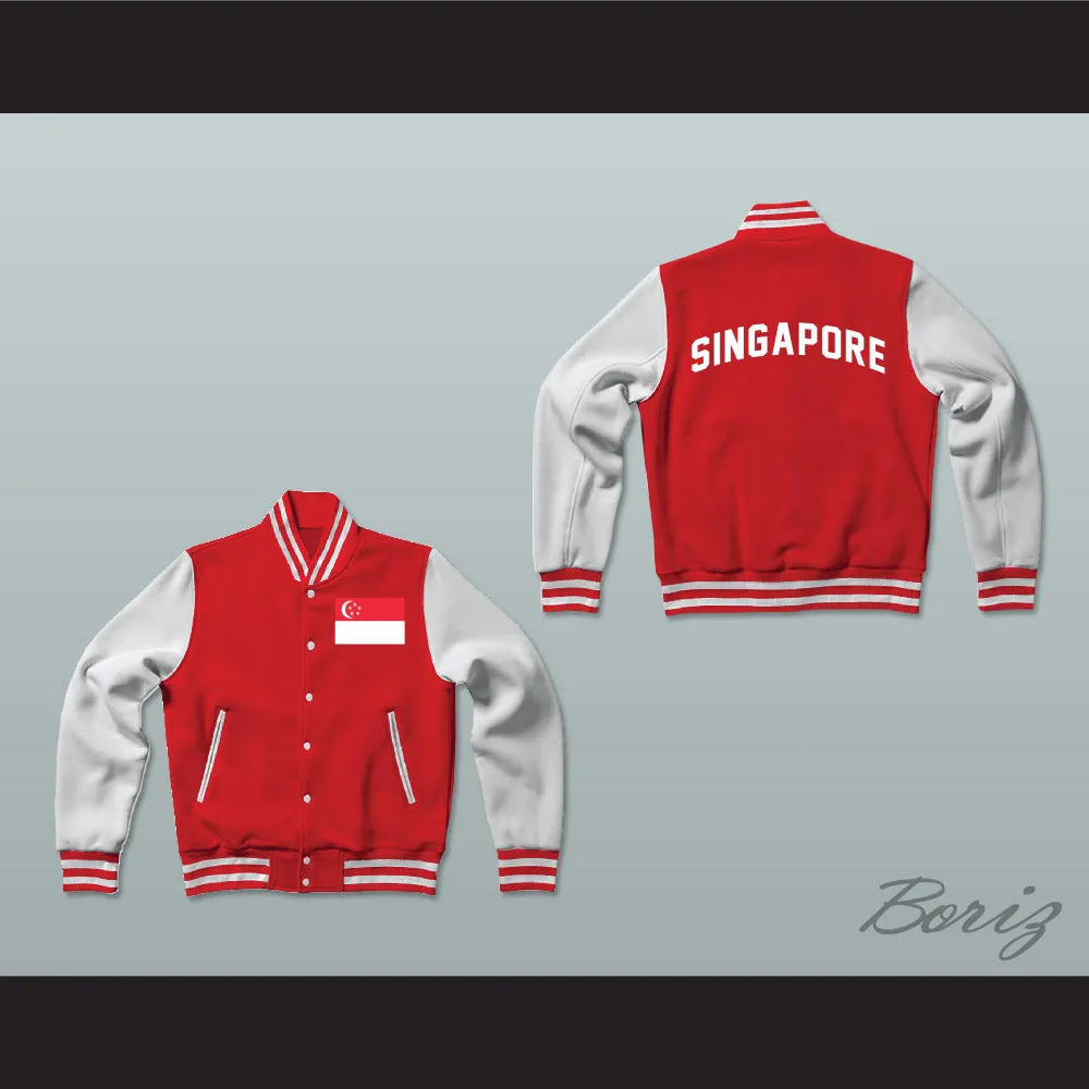 Singapore Varsity Letterman Jacket-Style Sweatshirt