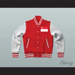 Singapore Varsity Letterman Jacket-Style Sweatshirt