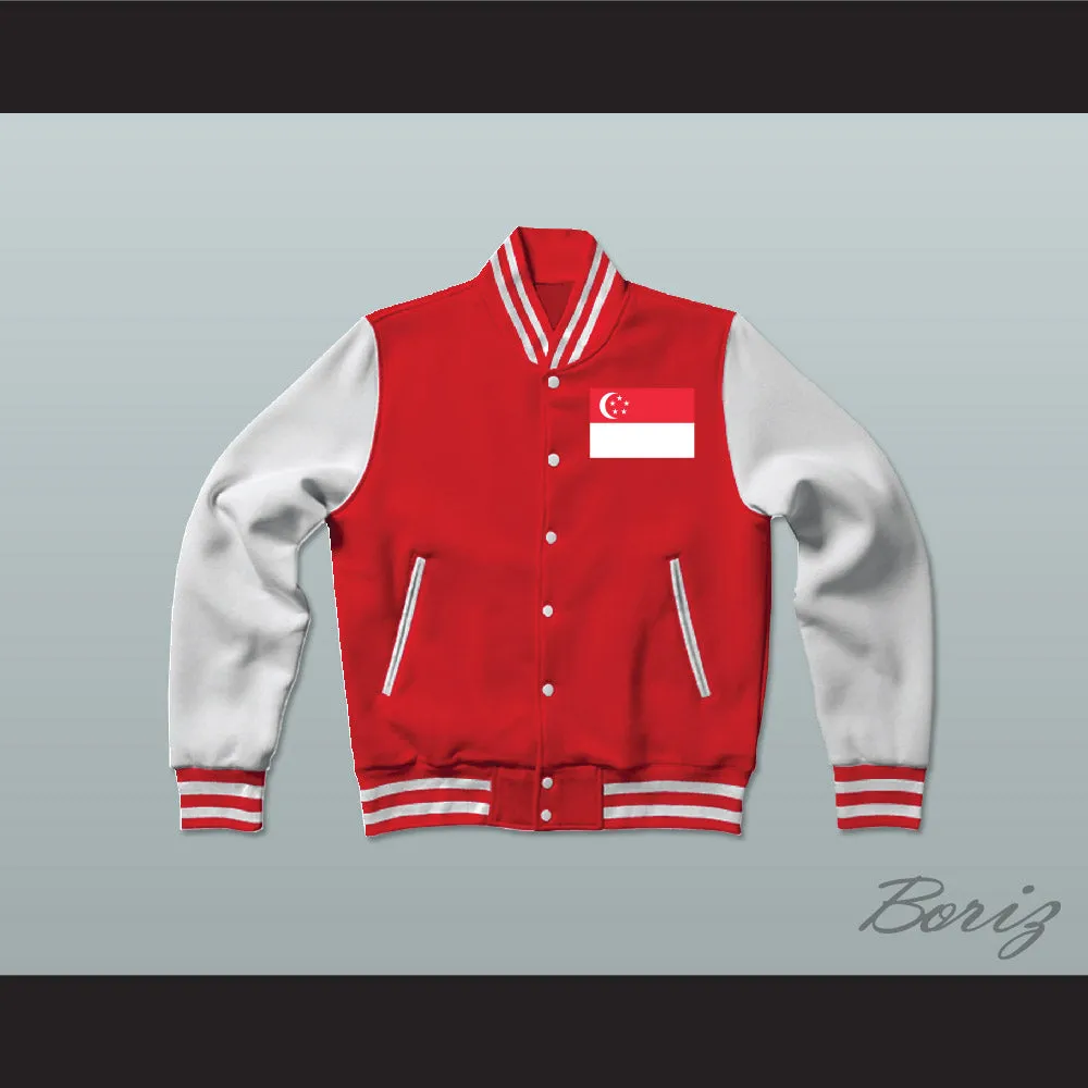 Singapore Varsity Letterman Jacket-Style Sweatshirt