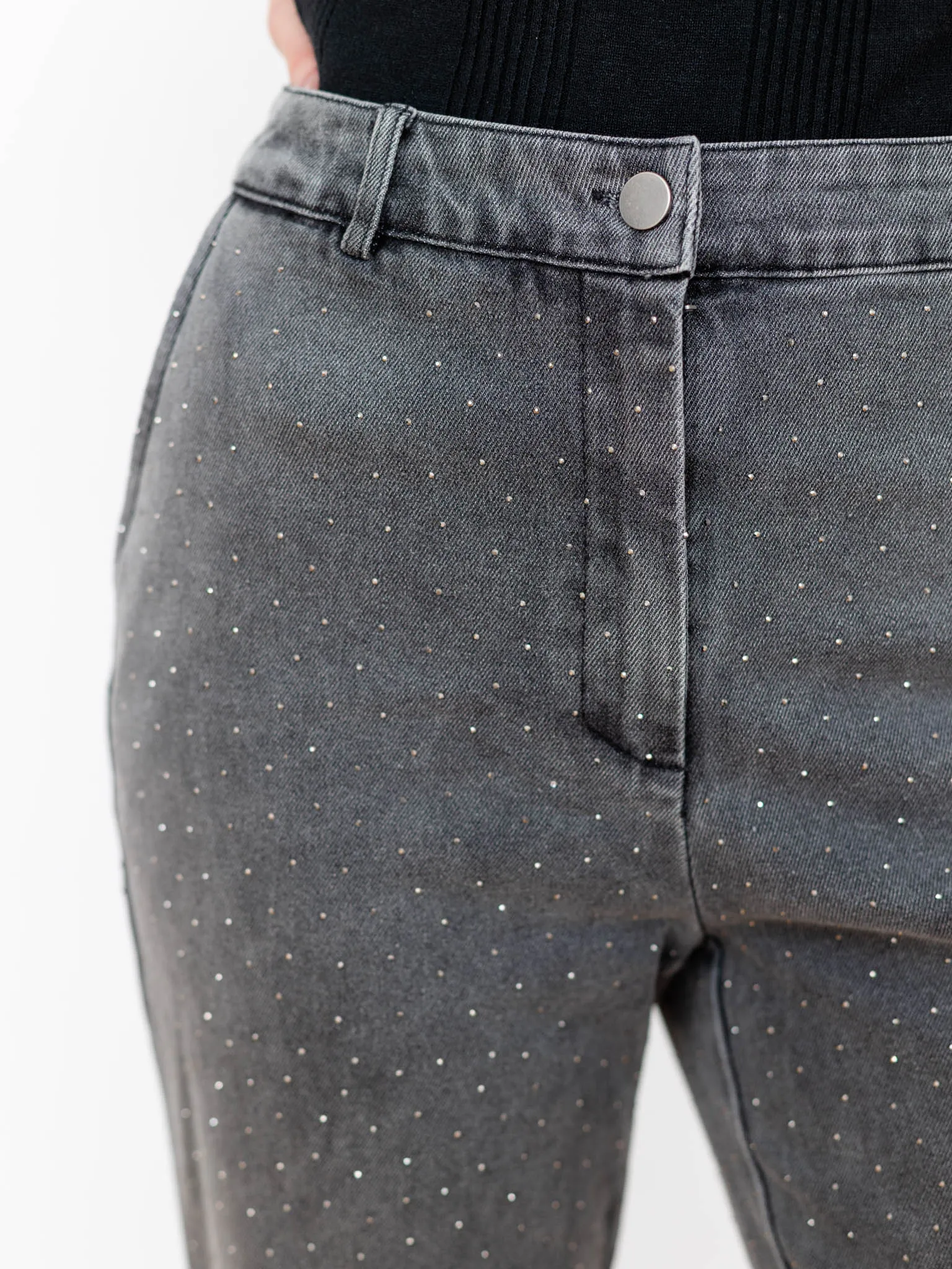 Skies Are Blue Hot Fix Wide Leg Denim Pant