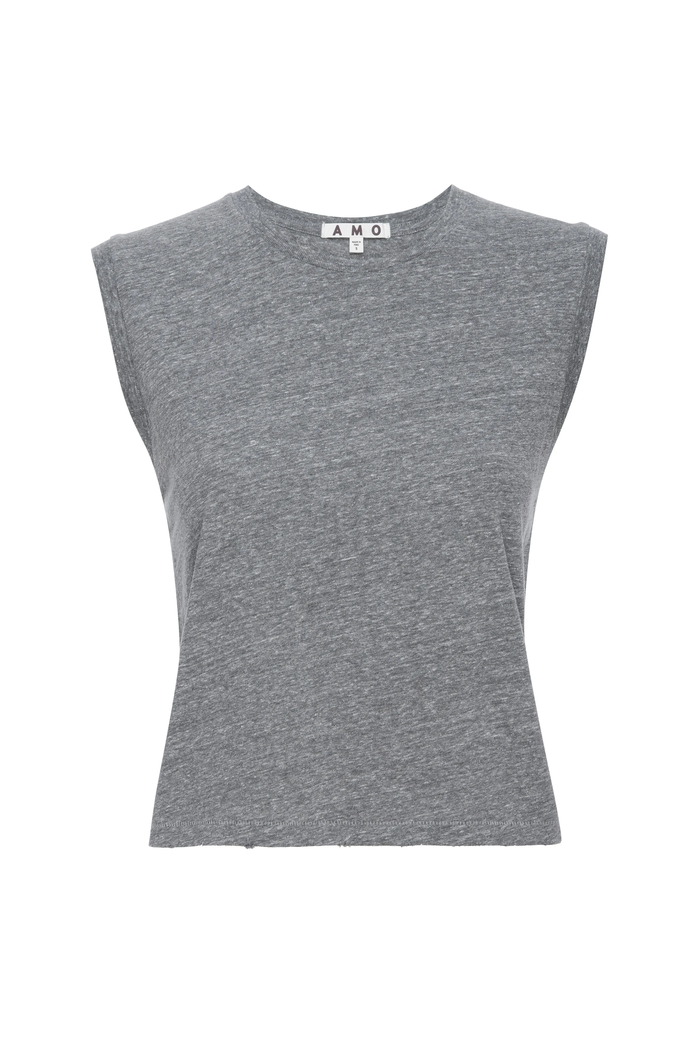 SLEEVELESS BABE TEE IN HEATHER GREY