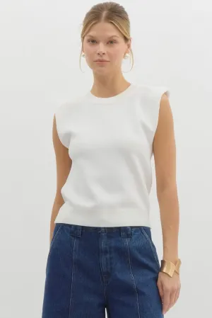 Sleeveless Knit Crewneck {Off White}