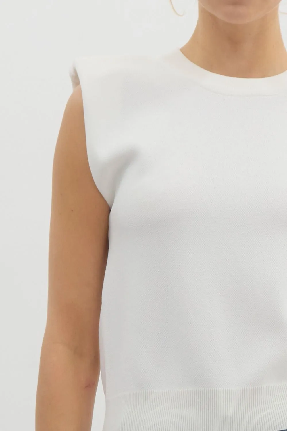 Sleeveless Knit Crewneck {Off White}