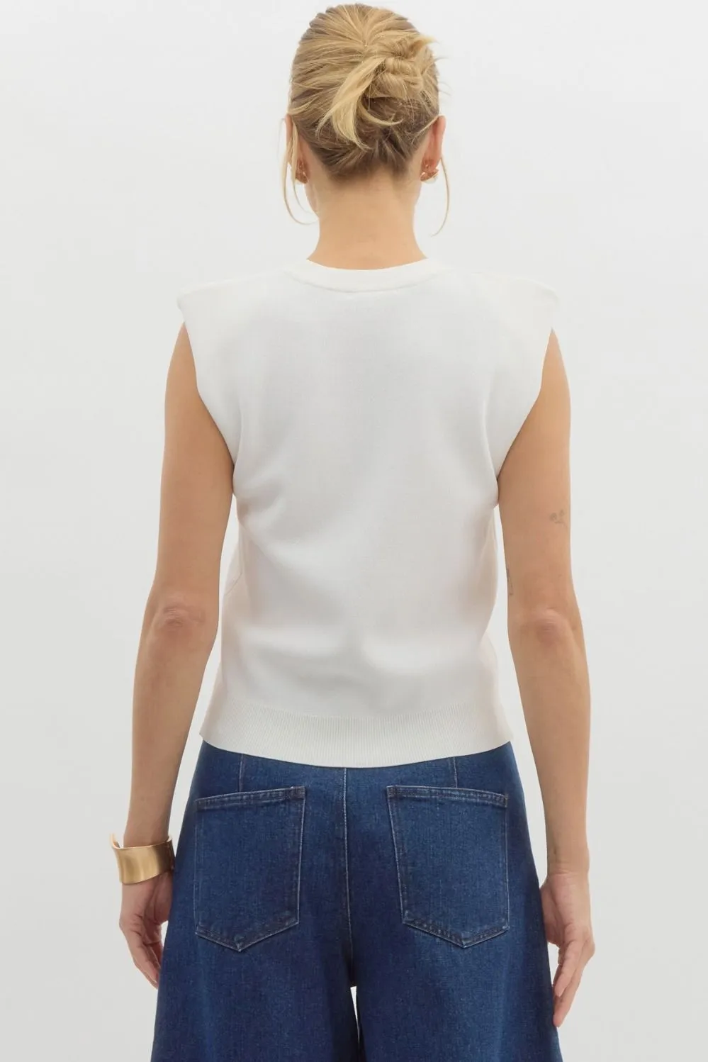 Sleeveless Knit Crewneck {Off White}