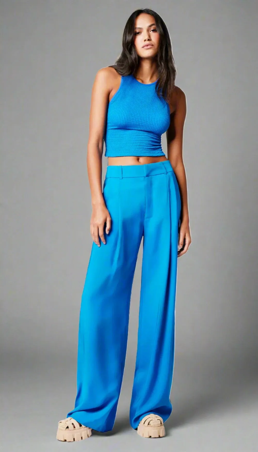 SMYTHE PLEATED TROUSER- Aegean Blue