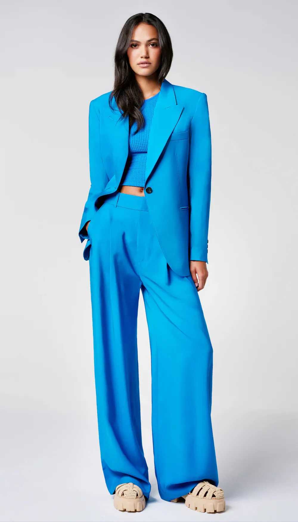 SMYTHE PLEATED TROUSER- Aegean Blue