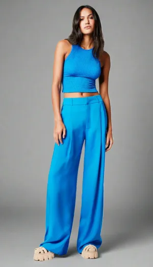 SMYTHE PLEATED TROUSER- Aegean Blue