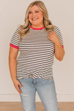 Something To Remember Striped Top- Ivory & Coral
