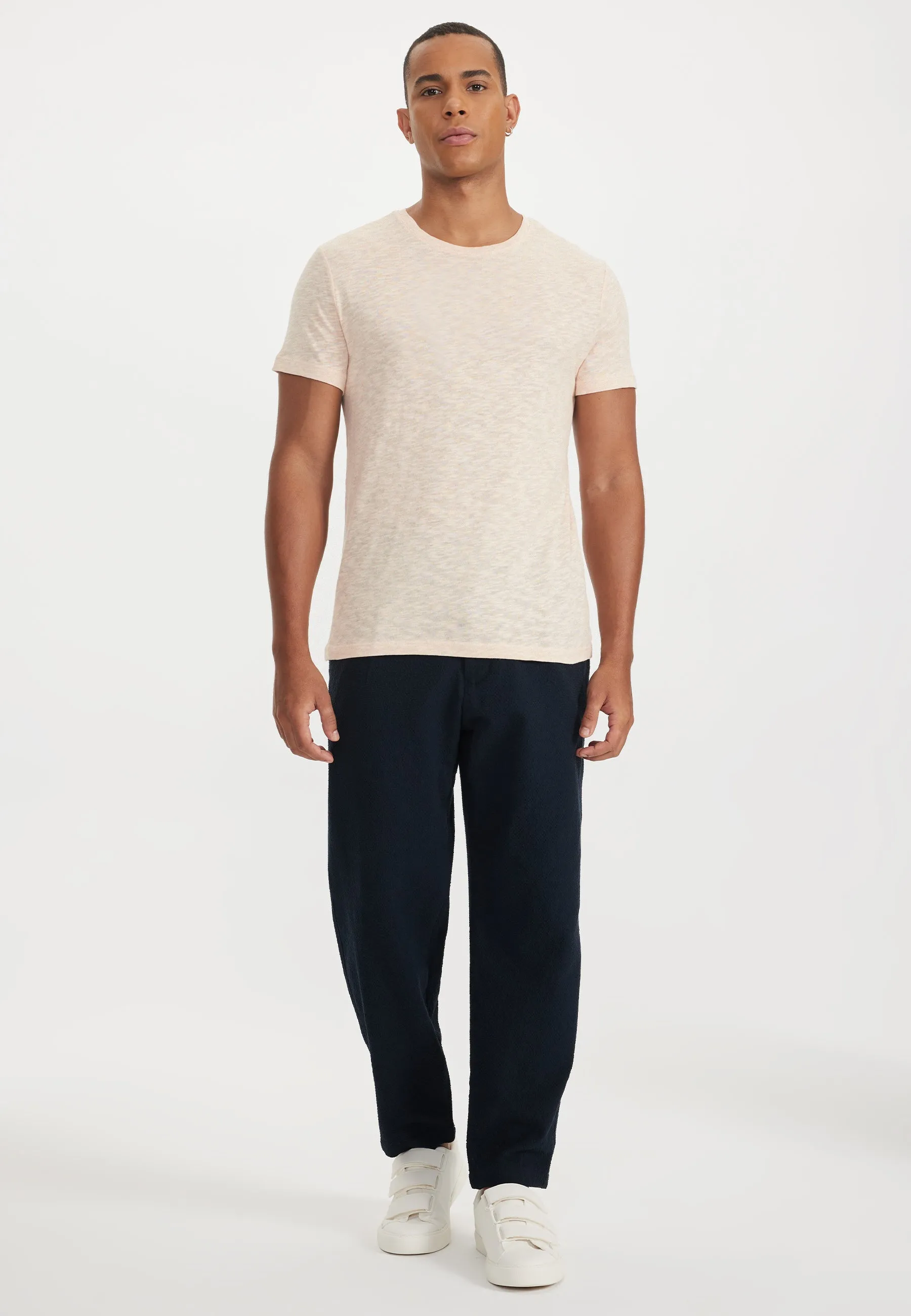 Somon Bisiklet Yaka Regular Fit Pamuk Flamlı Süprem Basic Erkek T-Shirt LEO