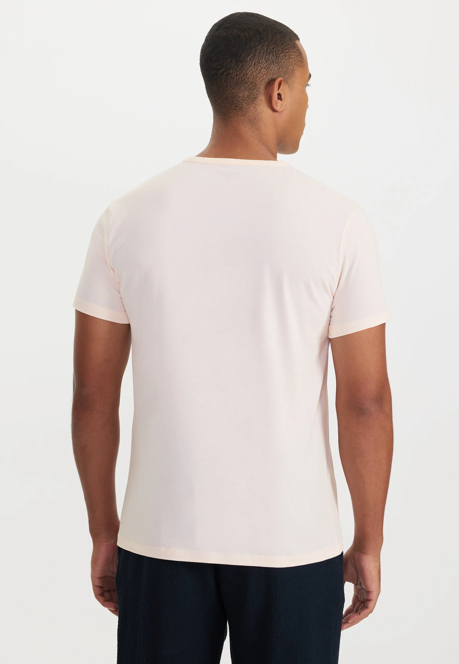 Somon V-Yaka Regular Fit Pamuk Elastan Karışımlı Basic Erkek T-Shirt THEO