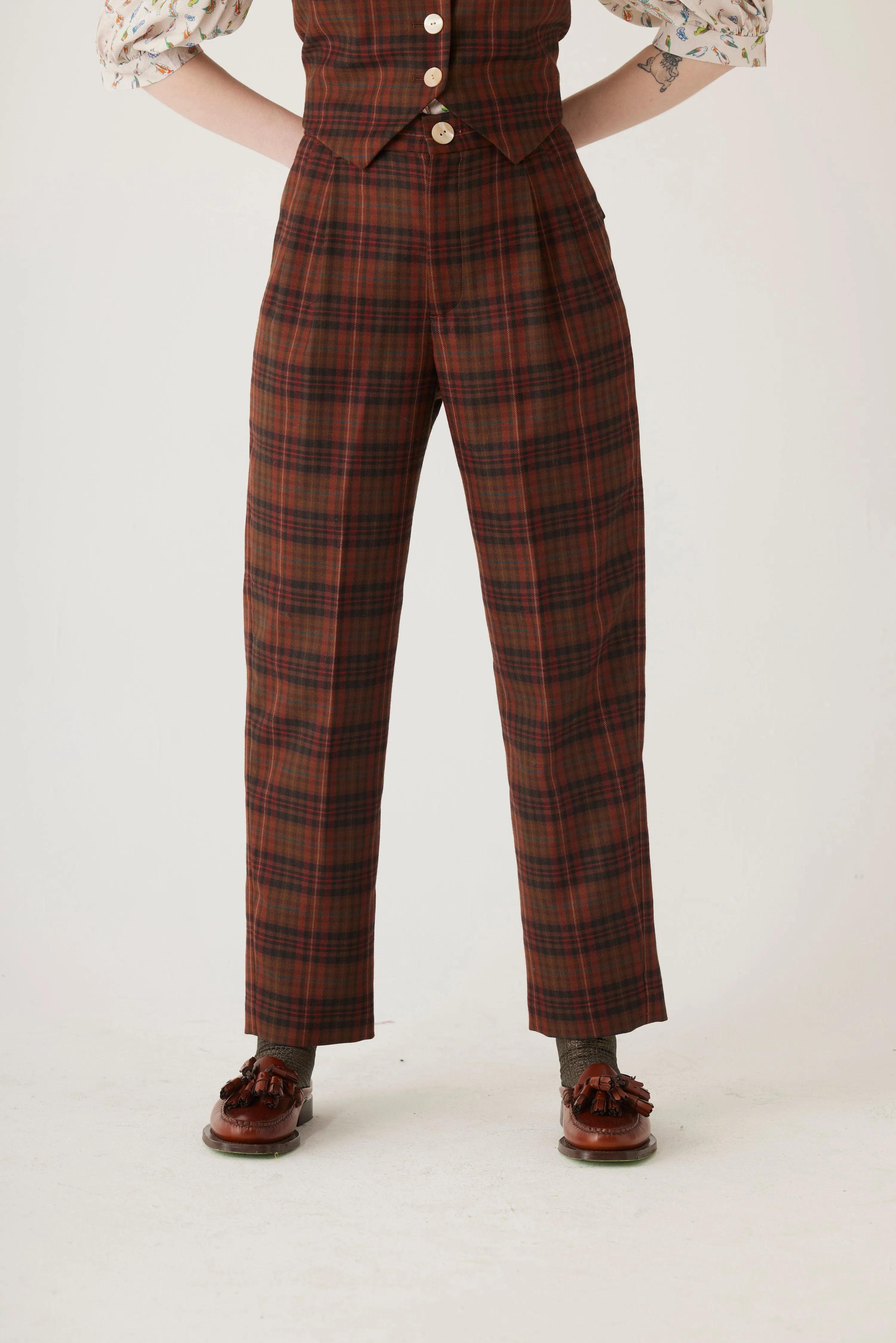 Sophia Trouser in Fireside Plaid Wool