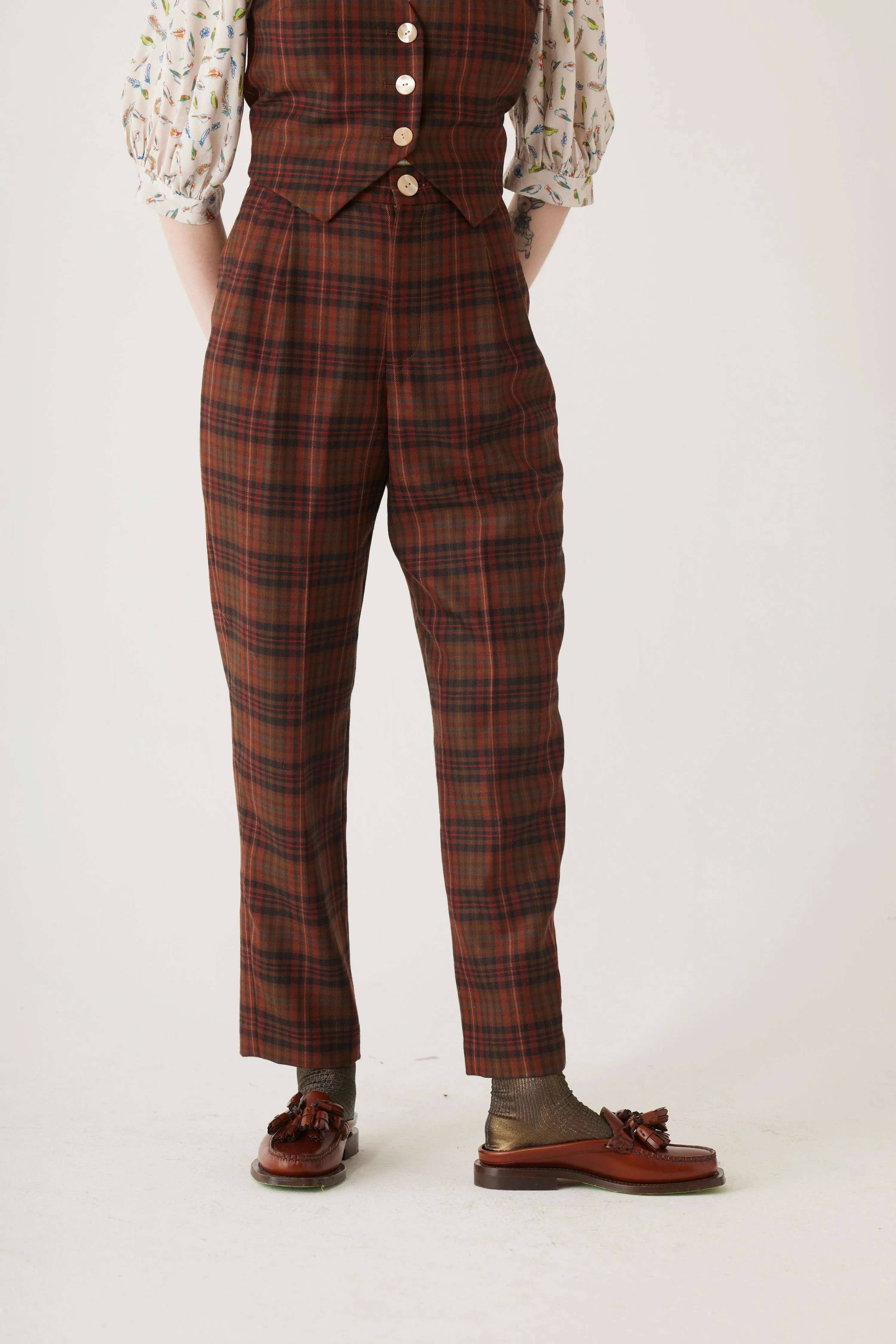 Sophia Trouser in Fireside Plaid Wool