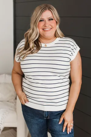 Splendid Days Striped Knit Top- Ivory & Navy