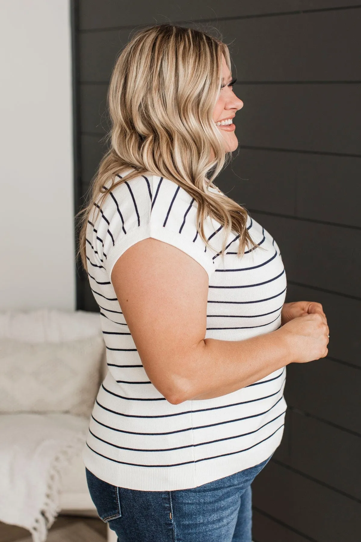 Splendid Days Striped Knit Top- Ivory & Navy