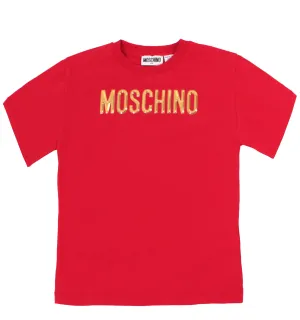 SS Maxi Tee With Golden 3D Logo - Flame Red
