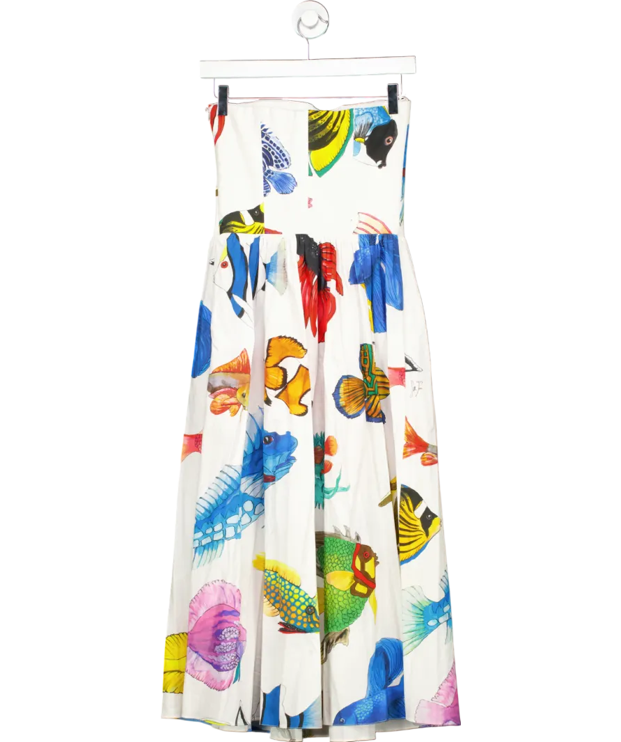 Stella Jean White Multicoloured Fish Print Dress UK 8