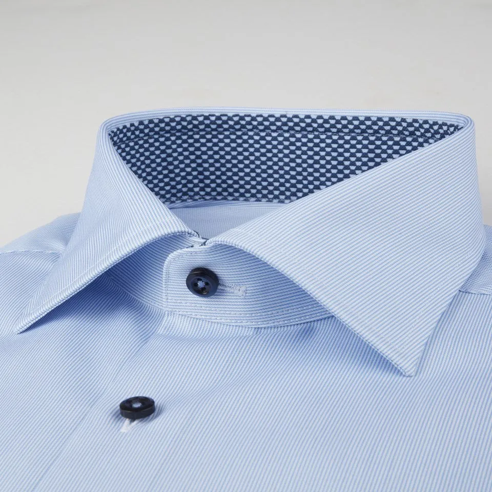 Stenstroms - Pinstriped Contrast Shirt - Light Blue