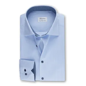 Stenstroms - Pinstriped Contrast Shirt - Light Blue